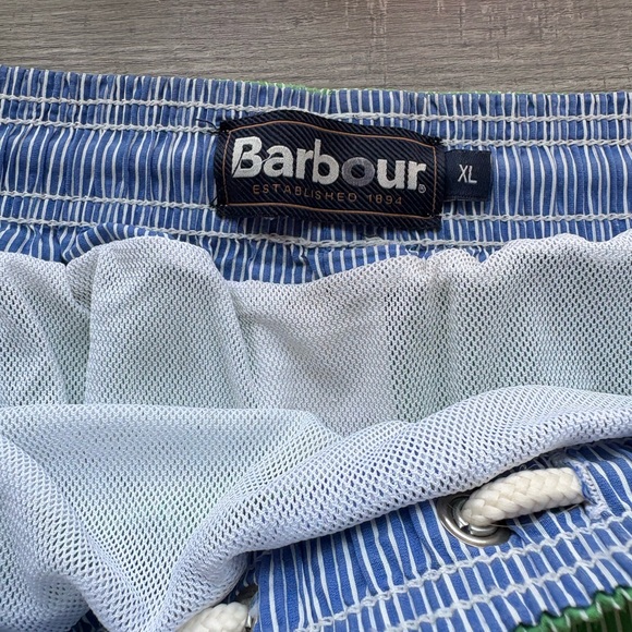 BARBOUR Light Green Striped Swim Trunks - Picture 4 of 7